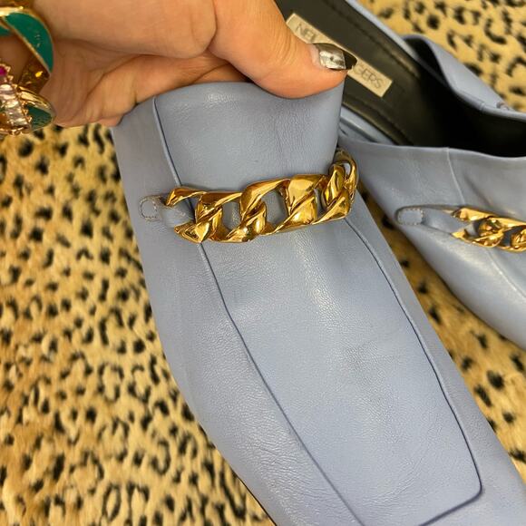 Neil Rodgers Laura Leather Chain Link Accent Mule Slip On Blue 41 - Picture 3 of 6